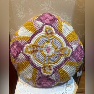 Anthropologie Jamea Woven Pink Geometric Pillow~Indoor/Outdoor